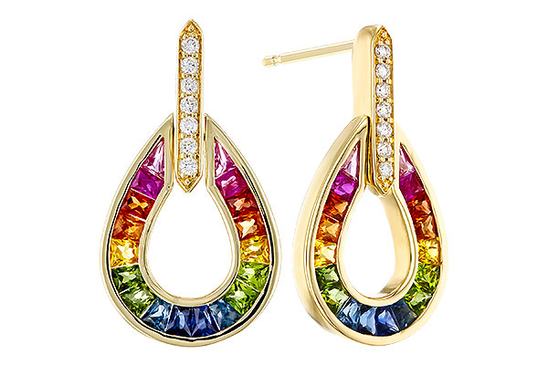 H320-76034: EARRINGS 1.18 MULTI-COLOR SAPP 1.25 TGW